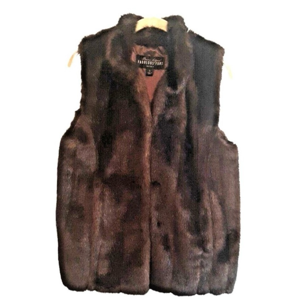 Fabulous Furs Dark Brown Faux Fur Vest